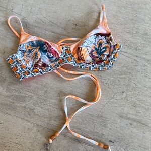 Maaji Orange and Blue Floral Bikini Top